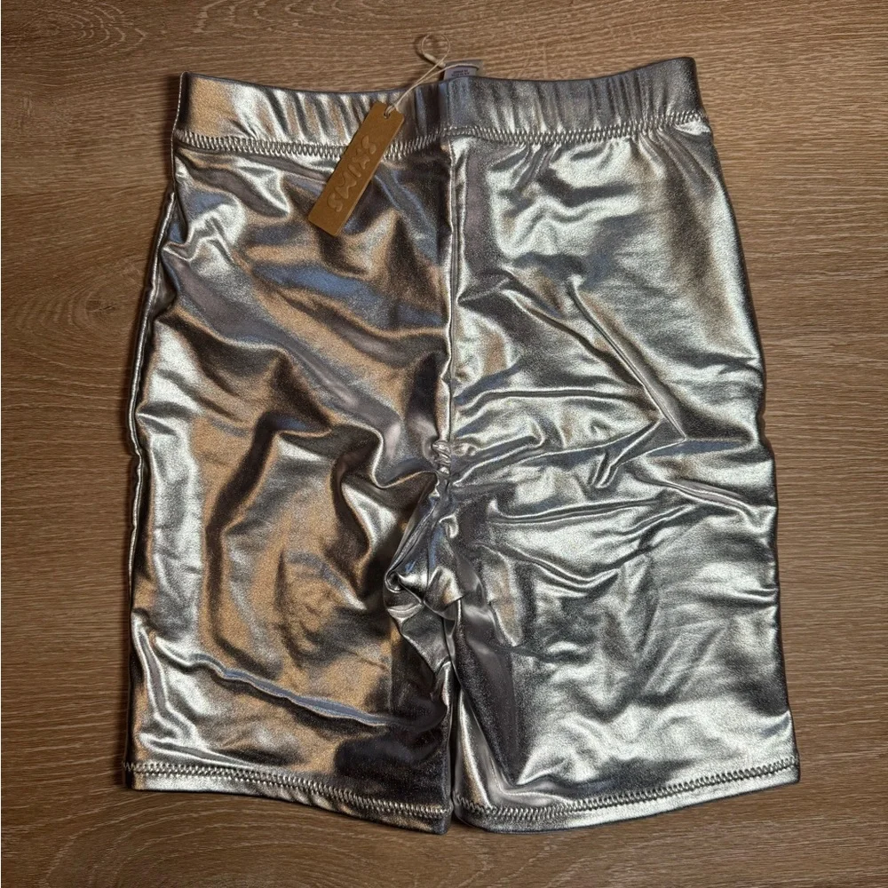 Skims metallic swim shorts xxs